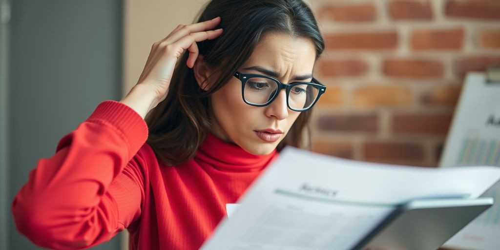 Pessoa preocupada com documentos financeiros