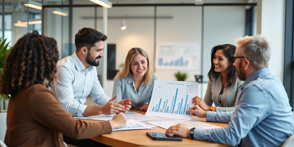 a group of people sitting around a table