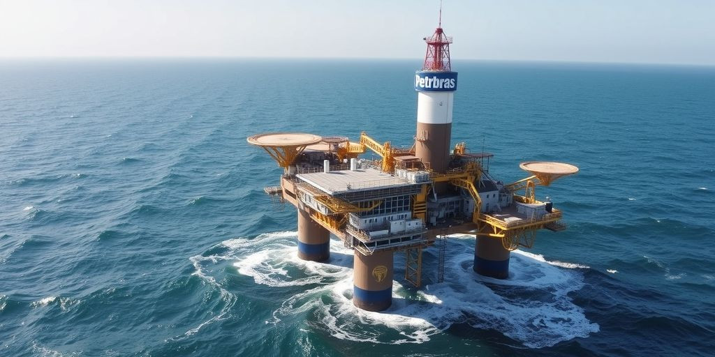 Offshore oil rig with Petrobras logo