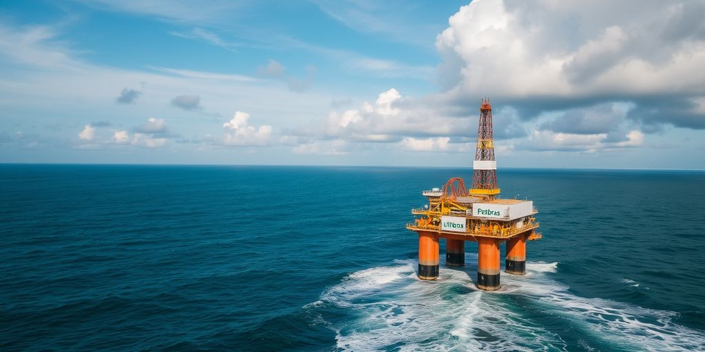 Offshore oil rig with Petrobras logo