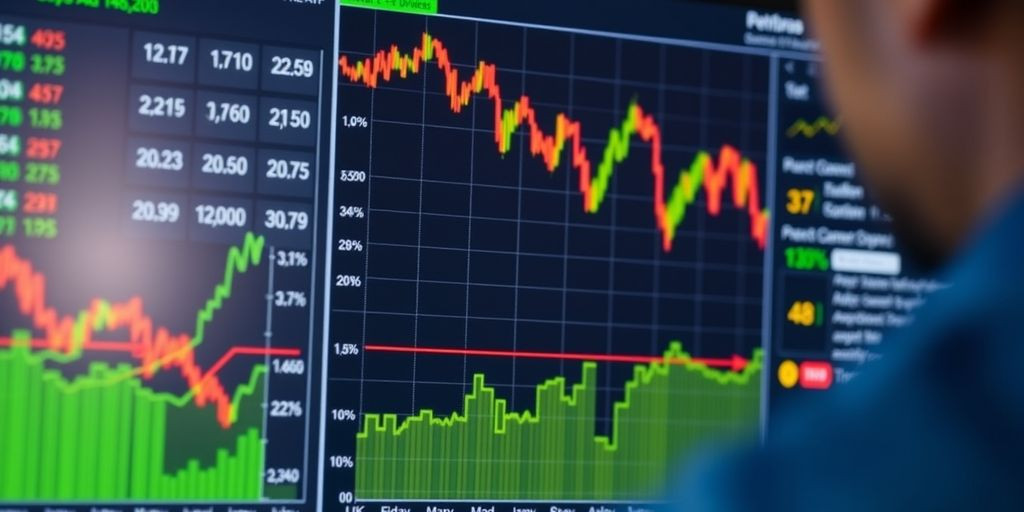 Analyst reviewing Petrobras stock charts for 2024 dividends.