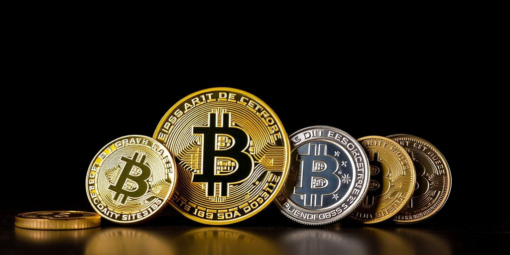 Moeda de Bitcoin e outras criptomoedas