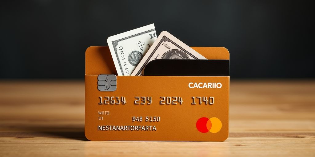 Carteira com dinheiro e cartão de crédito