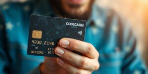 Cartão de crédito com ícones de dinheiro