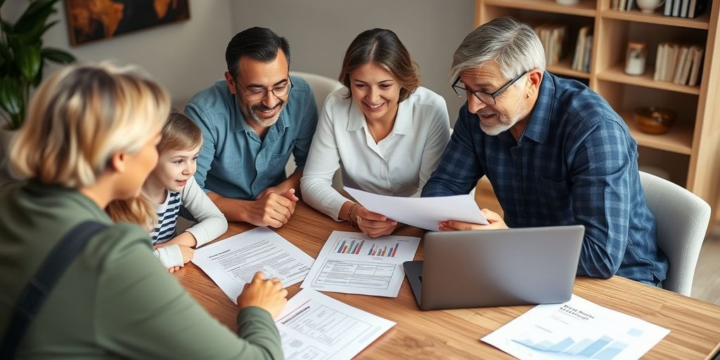 Family with advisor discussing financial plans
