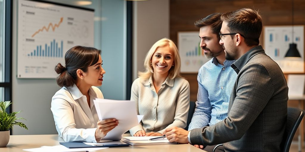 Financial advisor explaining tax benefits to a couple