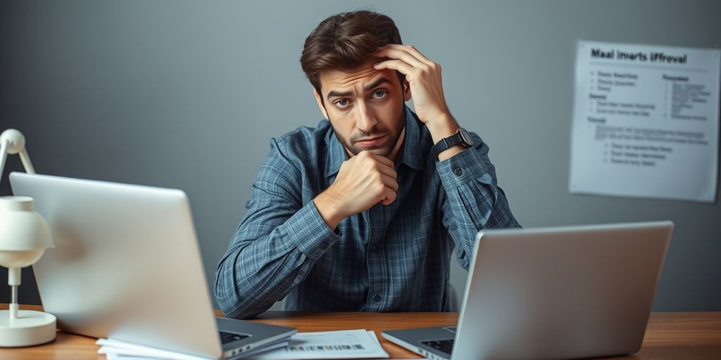 Person contemplating loan options at desk