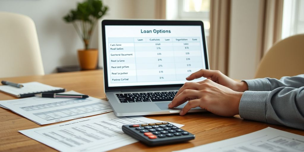 Person comparing loan options on a laptop