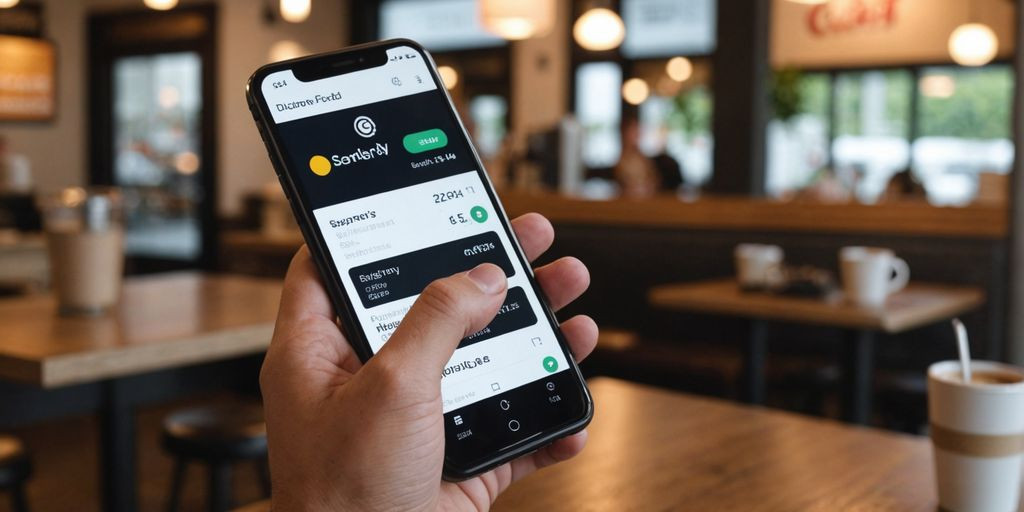 Smartphone showing digital payment app in hand